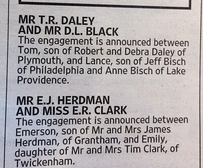 Tom Daley's Engagement Ad on The Times