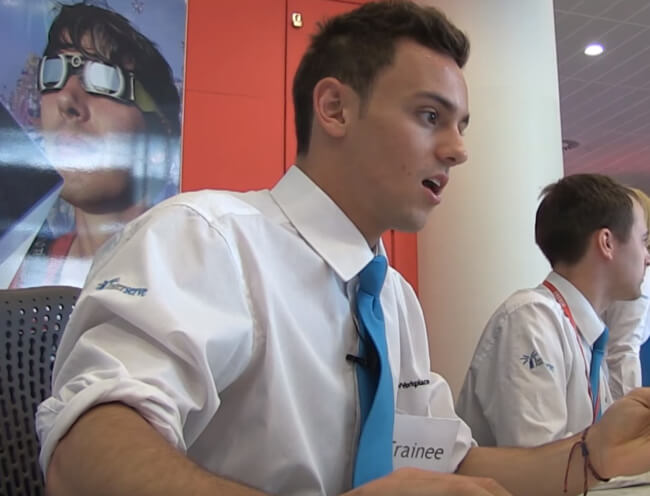 Tom Daley works reception at the BBC