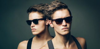 Shirtless men in sunglasses