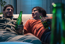 Two men on sofa