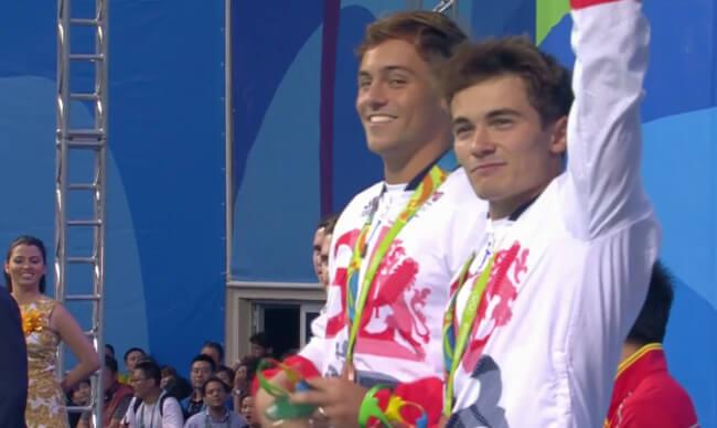 Tom and Daniel with the medal