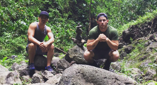 Nick Jonas and Joe Jonas hiking