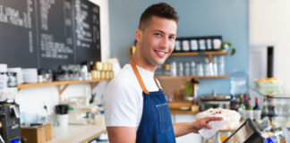 Cashier working at coffee shop