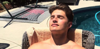 Gregg Sulkin shirtless by the pool
