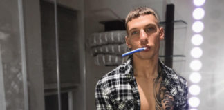 Brandon Myers brushing teeth